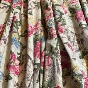 50’s Vintage Bark Cloth Curtains Drapes 2 panels 1 pair Unlined peonies bamboo